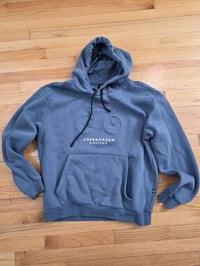 Fox Originals Hoodie Blue Copenhagen Biketown Spell Out Heavy Fleece XXL Mens